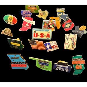 VTG State and country pinback lot lapel pin pin back hat pin lot of 20 enamel